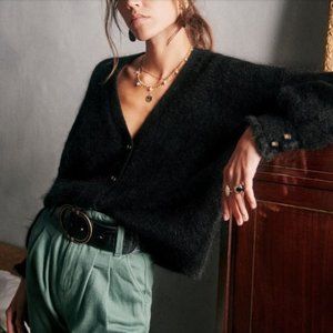 NWT Sezane Mia Cardigan, Color Black, Size Small